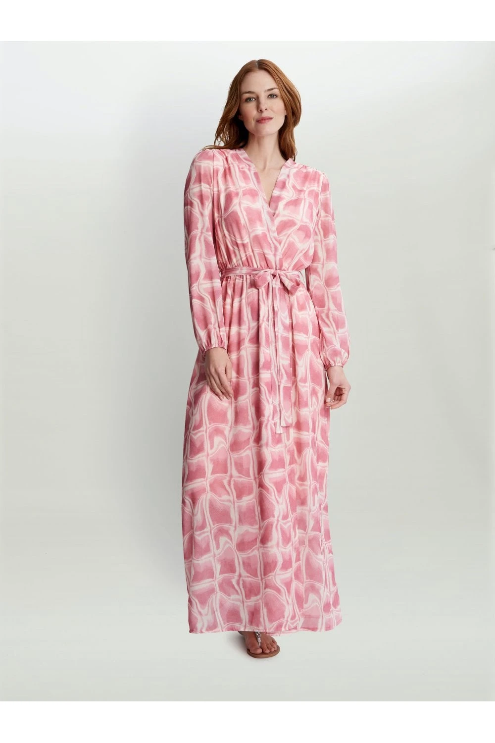 Queenie Print Georgette Dress With Longsleeves & Self Belt 3 Queenie Print Georgette Dress With Longsleeves & Self Belt - Image 3