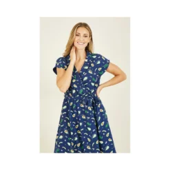 Yumi Recycled Avocado Print Wrap Over Dress With Pockets -Cheap My Dreamy Dress Store recycled avocado print wrap over dress with pockets p9270 104204 image