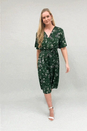 Yumi Recycled Bird Print Wrap Midi Dress 2 Yumi Recycled Bird Print Wrap Midi Dress - Image 2