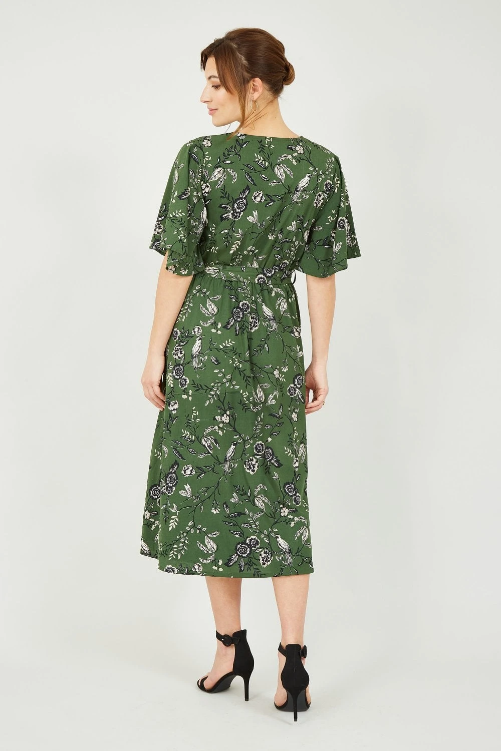 Yumi Recycled Bird Print Wrap Midi Dress 4 Yumi Recycled Bird Print Wrap Midi Dress - Image 4