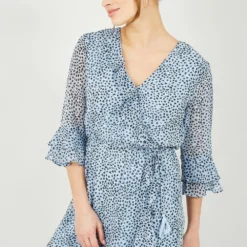 Yumi Recycled Blue Heart Spot Frill Wrap Dress -Cheap My Dreamy Dress Store recycled blue heart spot frill wrap dress p10236 110592 image