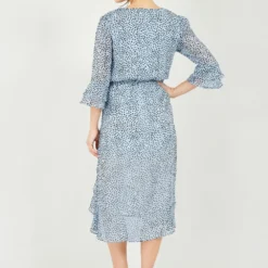 Yumi Recycled Blue Heart Spot Frill Wrap Dress -Cheap My Dreamy Dress Store recycled blue heart spot frill wrap dress p10236 110594 image