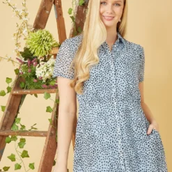 Yumi Recycled Blue Heart Spot Midi Shirt Dress -Cheap My Dreamy Dress Store recycled blue heart spot midi shirt dress p10405 110496 image