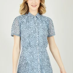 Yumi Recycled Blue Heart Spot Midi Shirt Dress -Cheap My Dreamy Dress Store recycled blue heart spot midi shirt dress p10405 110669 image