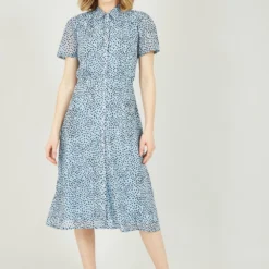 Yumi Recycled Blue Heart Spot Midi Shirt Dress -Cheap My Dreamy Dress Store recycled blue heart spot midi shirt dress p10405 110670 image