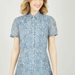 Yumi Recycled Blue Heart Spot Midi Shirt Dress -Cheap My Dreamy Dress Store recycled blue heart spot midi shirt dress p10405 110671 image