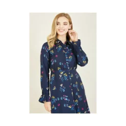 Yumi Recycled Navy Bird Print Shirt Dress -Cheap My Dreamy Dress Store recycled navy bird print shirt dress p9268 104192 image