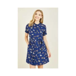 Yumi Recycled Navy Dog Print Shirt Dress -Cheap My Dreamy Dress Store recycled navy dog print shirt dress p9154 103888 image