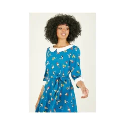 Yumi Recycled Teal Cat And Wool Print Skater Dress -Cheap My Dreamy Dress Store recycled teal cat and wool print skater dress p9271 104211 image