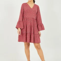 Red Ditsy Printed Tiered Layer Dress -Cheap My Dreamy Dress Store red ditsy printed tiered layer dress p10560 111912 image