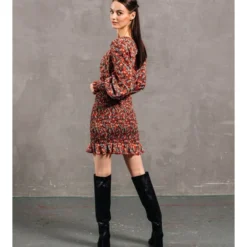Red Floral Long Sleeve Mini Dress -Cheap My Dreamy Dress Store red floral long sleeve mini dress p21883 156205 image
