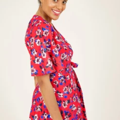 Yumi Red Floral Wrap Midi Dress -Cheap My Dreamy Dress Store red floral wrap midi dress p8335 114184 image