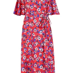 Yumi Red Floral Wrap Midi Dress -Cheap My Dreamy Dress Store red floral wrap midi dress p8335 114187 image