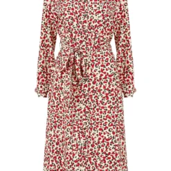 Yumi Red Leopard Print Long Sleeve Shirt Dress -Cheap My Dreamy Dress Store red leopard print long sleeve shirt dress p10224 110666 image