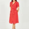 Yumi Red Spot Retro Shirt Dress