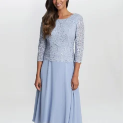 Rona Midi-Length Dress With Lace Bodice & Chiffon Skirt -Cheap My Dreamy Dress Store rona midi length dress with lace bodice chiffon skirt p19755 147579 image