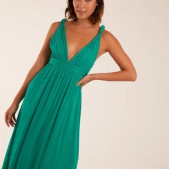 Rope Detail Plunge V-Neck Split Hem Maxi Dress -Cheap My Dreamy Dress Store rope detail plunge v neck split hem maxi dress p23470 163315 image