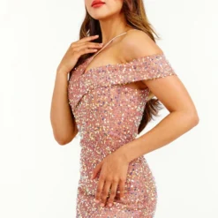 Rose Gold Sequin One Strap Shoulder Maxi Dress -Cheap My Dreamy Dress Store rose gold sequin one strap shoulder maxi dress p17229 136362 image