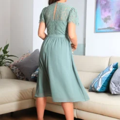 Sage Green Lace Wrap Front Midi Dress -Cheap My Dreamy Dress Store sage green lace wrap front midi dress p23022 161537 image