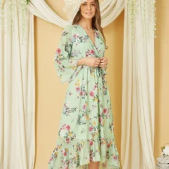 Yumi Sage Green Oriental Butterfly High Wrap Dress 14 Yumi Sage Green Oriental Butterfly High Wrap Dress -Cheap My Dreamy Dress Store sage green oriental butterfly high wrap dress p10523 110510 image