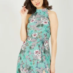 Yumi Sage Green Tropical Palm Print Halter Dress 11 Yumi Sage Green Tropical Palm Print Halter Dress -Cheap My Dreamy Dress Store sage green tropical palm print halter dress p10540 110896 image