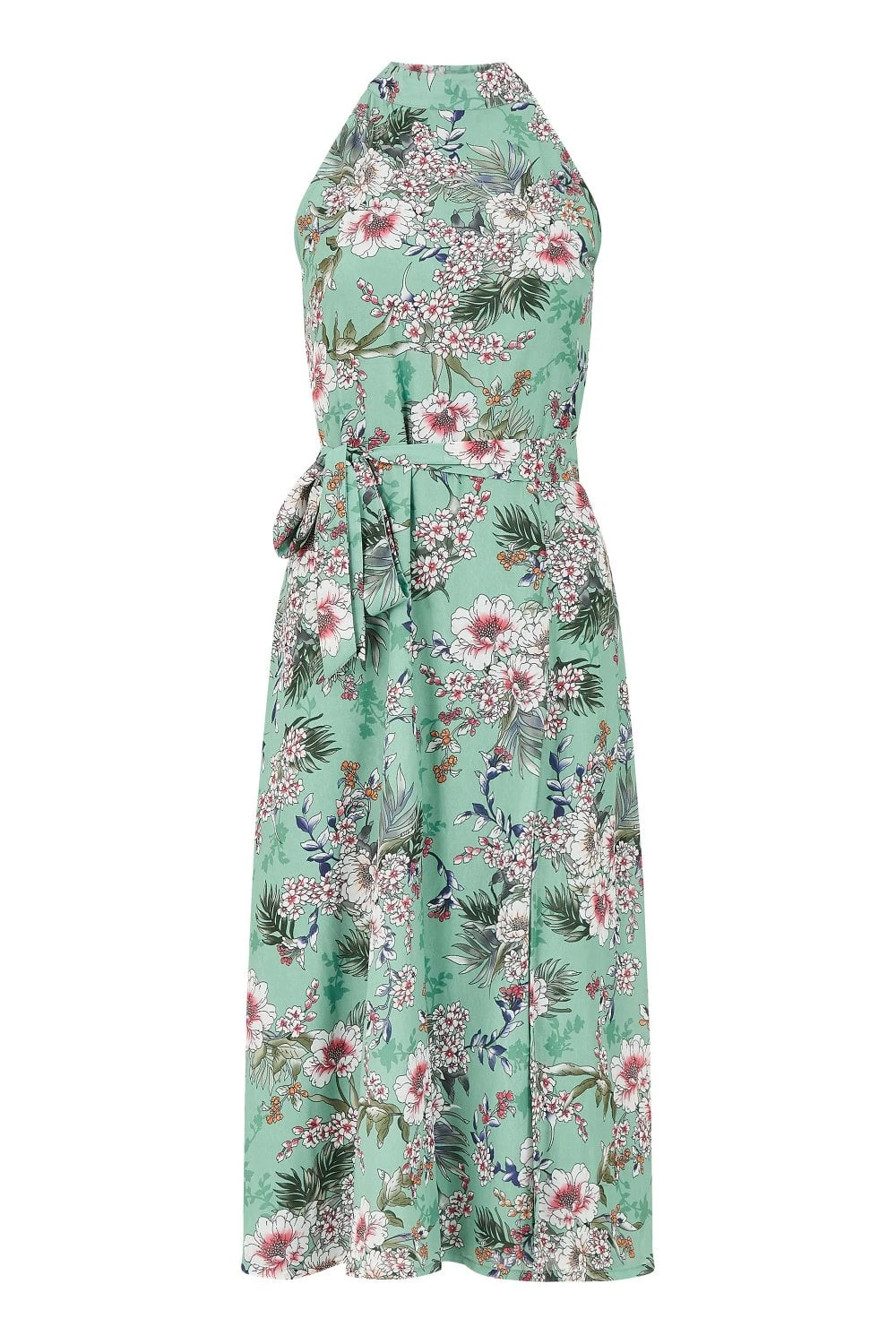 Yumi Sage Green Tropical Palm Print Halter Dress 7 Yumi Sage Green Tropical Palm Print Halter Dress - Image 7