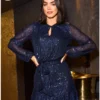 Sequin Skater Dress With Long Sleeve