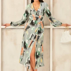 Side Seam Slit Midi Dress