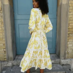 Stella Yellow Floral Midi Wrap Dress -Cheap My Dreamy Dress Store stella yellow floral midi wrap dress p15509 128213 image