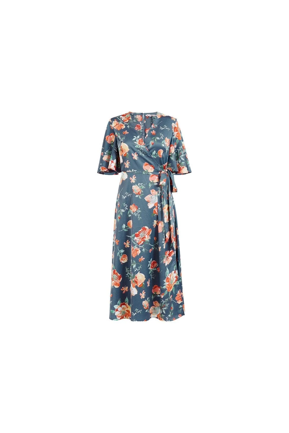 Yumi Teal Floral Kimono Wrap Dress 4 Yumi Teal Floral Kimono Wrap Dress - Image 4