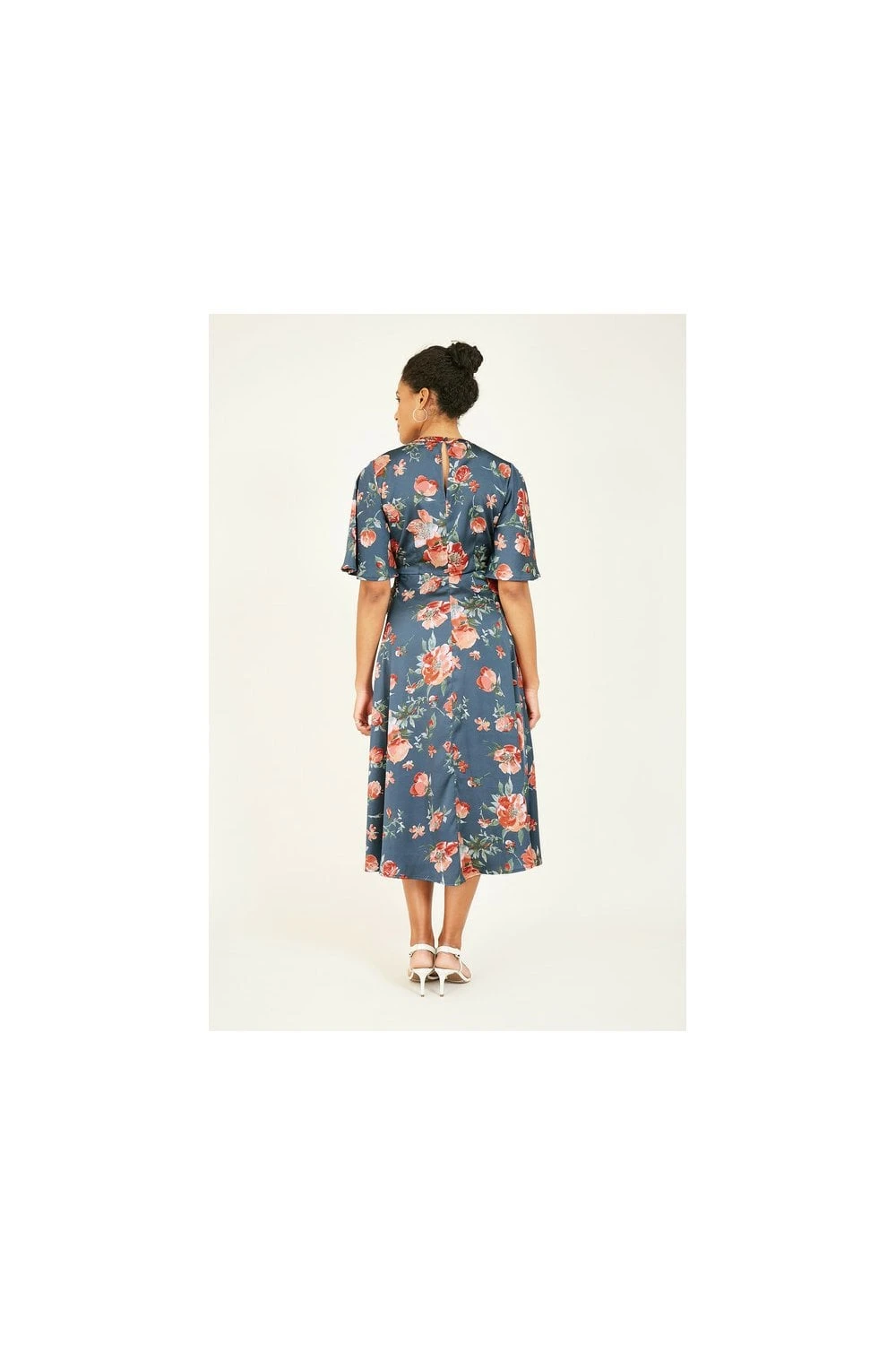 Yumi Teal Floral Kimono Wrap Dress 3 Yumi Teal Floral Kimono Wrap Dress - Image 3