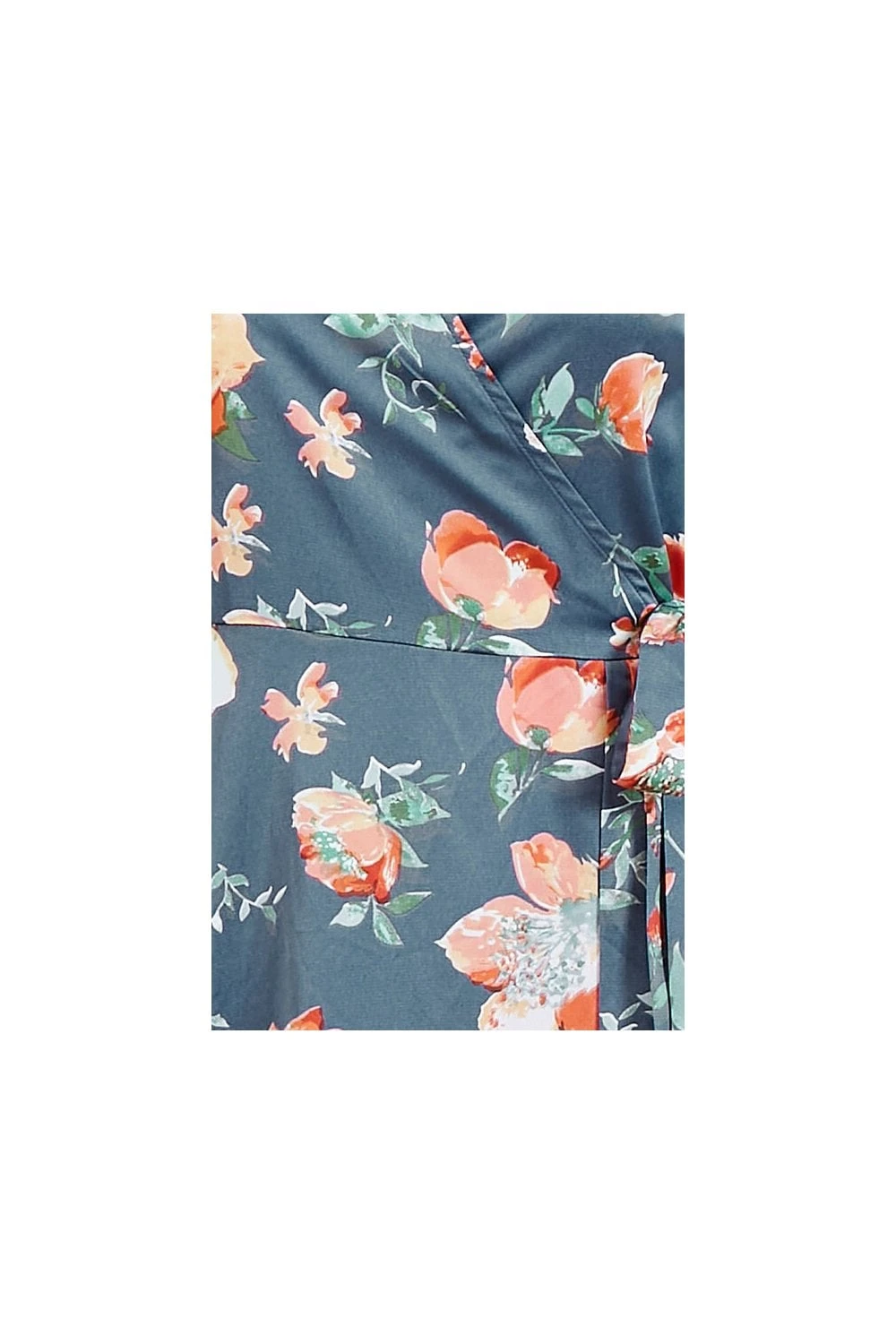 Yumi Teal Floral Kimono Wrap Dress 5 Yumi Teal Floral Kimono Wrap Dress - Image 5