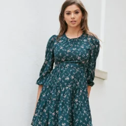 Teal Floral Print Dress -Cheap My Dreamy Dress Store teal floral print dress p19607 146871 image