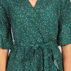 Half Sleeve Polka Dot Wrap Midi Dress Green -Cheap My Dreamy Dress Store tenki half sleeve polka dot wrap midi dress green p16674 133946 image