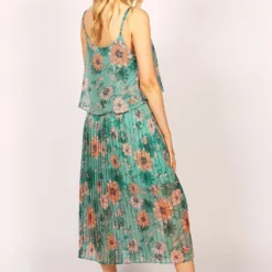 Strappy Floral Ruffle Pleat Maxi Dress Green -Cheap My Dreamy Dress Store tenki strappy floral ruffle pleat maxi dress green p12221 112718 image