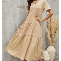 Tiered Midi Oversized Tshirt Dress -Cheap My Dreamy Dress Store tiered midi oversized tshirt dress p14234 122256 image