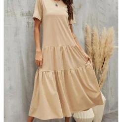Tiered Midi Oversized Tshirt Dress -Cheap My Dreamy Dress Store tiered midi oversized tshirt dress p14234 122258 image