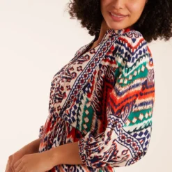 Tiered Notch V Neck Printed Maxi Dress -Cheap My Dreamy Dress Store tiered notch v neck printed maxi dress p23397 162926 image