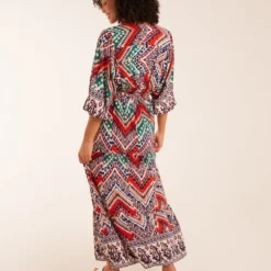 Tiered Notch V Neck Printed Maxi Dress -Cheap My Dreamy Dress Store tiered notch v neck printed maxi dress p23397 162927 image