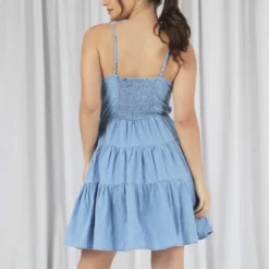 Tiered Strappy Chambray Denim Dress -Cheap My Dreamy Dress Store tiered strappy chambray denim dress p19610 146885 image