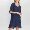 Toni Chiffon Tier Jacket Dress With Beaded Neck