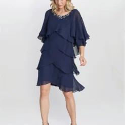 Toni Chiffon Tier Jacket Dress With Beaded Neck -Cheap My Dreamy Dress Store toni chiffon tier jacket dress with beaded neck p19767 147648 image