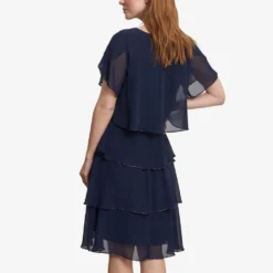 Trysta Bugle Beaded Trim Tiered Cocktail Dress With Flitter Sleeves -Cheap My Dreamy Dress Store trysta bugle beaded trim tiered cocktail dress with flitter sleeves p22790 160156 image