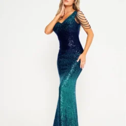 Two-Tone Green & Navy Jewelled Sleeve Sequin Maxi Dress -Cheap My Dreamy Dress Store two tone green navy jewelled sleeve sequin maxi dress p14016 120841 image