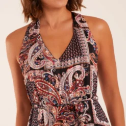 V Front Sleeveless Paisley Midi Dress With Detailed Straps -Cheap My Dreamy Dress Store v front sleeveless paisley midi dress with detailed straps p23468 163307 image