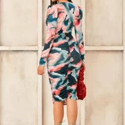 V Neck Drape Midi Dress In Green Print 15 V Neck Drape Midi Dress In Green Print -Cheap My Dreamy Dress Store v neck drape midi dress in green print p16426 132590 image