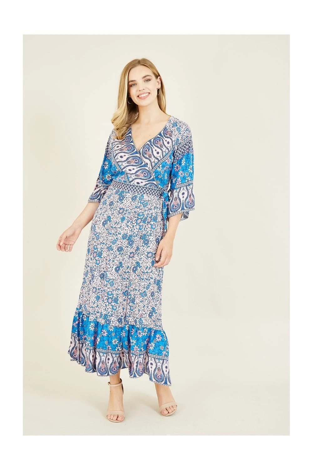 Yumi V Neck Floral Casual Maxi Dress 1 Yumi V Neck Floral Casual Maxi Dress