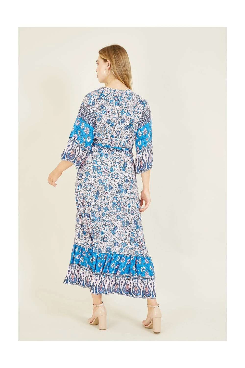 Yumi V Neck Floral Casual Maxi Dress 4 Yumi V Neck Floral Casual Maxi Dress - Image 4