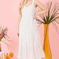 Yumi White Striped Maxi Dress