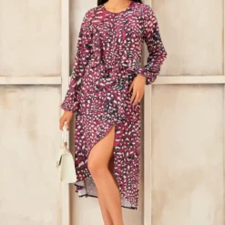 Wrap Asymmetric Hem Dress